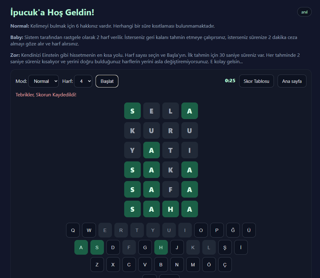 İpucuk — Turkish Word Guessing Game 6